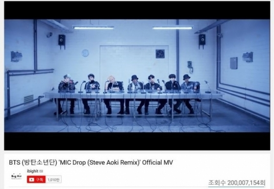 防弾少年団「MIC Drop」、PV再生回数が2億回を突破